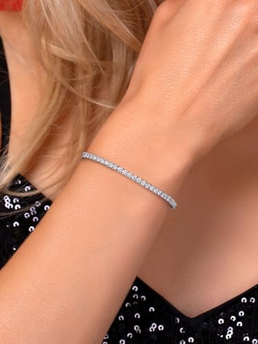 Gem Stone King 2.00 Cttw White Lab Grown Diamond Tennis Bracelet for Women | 925 Sterling Silver | Round 2.5MM | E-F Color | VVS-VS Clarity | Adjustable Bolo Bracelet | Fits Up To 9 Inch Wrist4