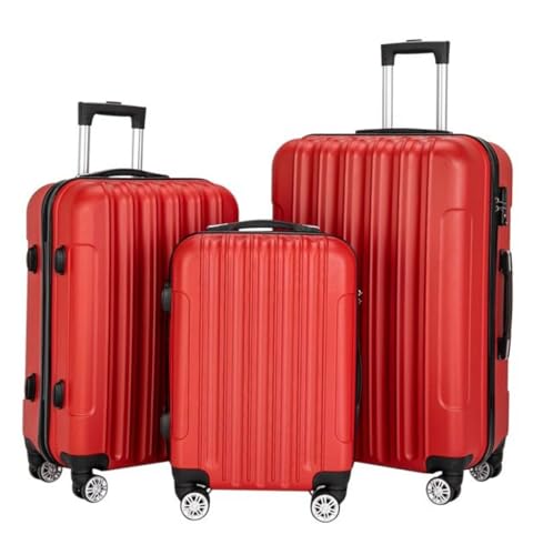 3-in-1 Suitcase Luggage Set - Large Capacity Spinner Wheels - Red Travel Case for Women Men - Carry On & Checked Baggage