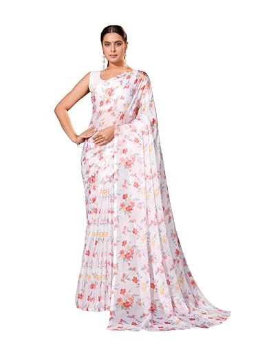 Image of Garden Vareli Floral Print Chiffon Saree