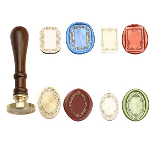 5 Pcs Wax Seal Stamp Kit Removable Brass Seal Wooden Handle Stamp