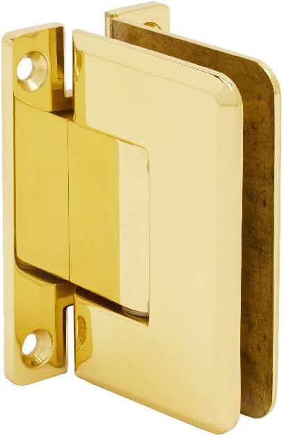 CRL Pinnacle 537 Series Polished Brass Wall Mount Full Back Plate Standard Hinge with 5º Offset