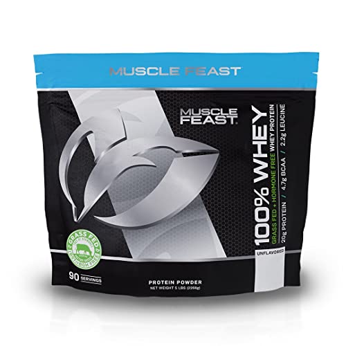 Muscle Feast 100% Whey + Creatine Bundle: (1) 100% Whey Protein (Unflavored, 5Lb) + (1) Creatine Powder (Unflavored, 300G) #TOP1