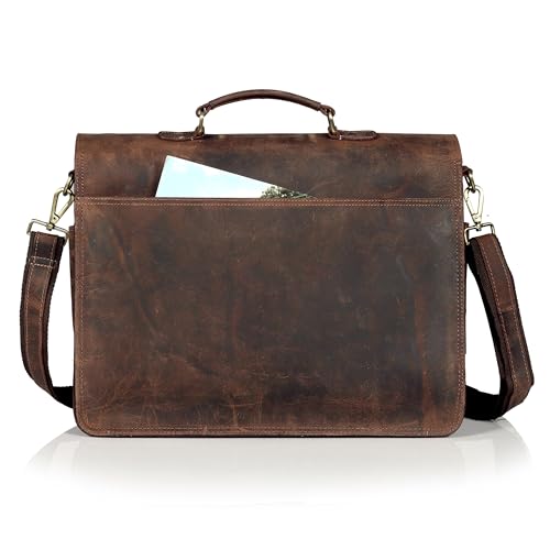Bolso mensajero vintage de cuero para hombre y mujer miniatura 7