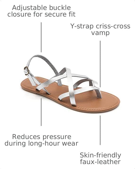 Image of Colgo Women's Summer Strappy Flat Sandals, Adjustable Casual Fisherman Sandal with Open Toe Slingback Gladiator Sandals
