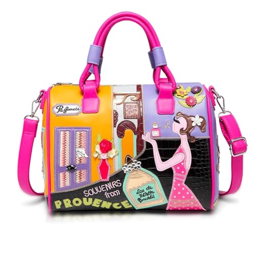 Bolso bandolera con bordado para mujer en cuero miniatura 1