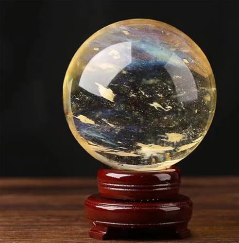 Crystals Sphere,Melting Crystal Quartz Ball with Stand,Home Office FengShui Gumper,Crystals Collection, Crystal Ball, 13cm/5.1in