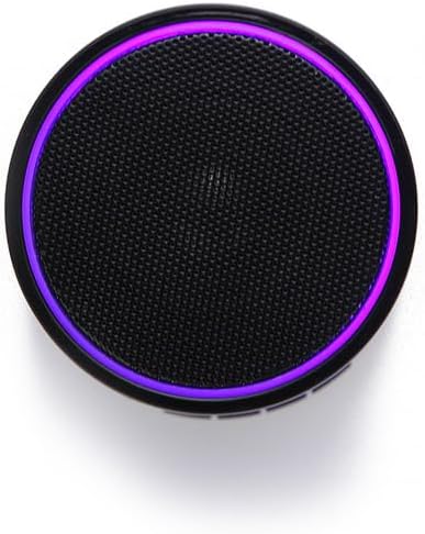 Top view of the JUSTOP LED Bluetooth Portable Speaker with purple LED illumination