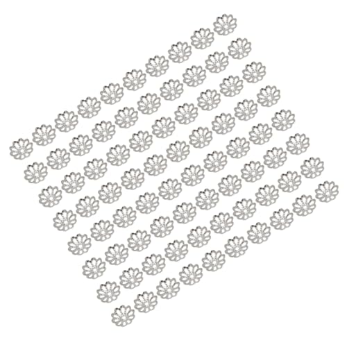 Angoily 1000Pcs DIY Jewelry Charm Silver Flower Bead Caps Natural Beads Spacer Pendant Hollow End Caps for Unique Jewelry Making Versatile Craft Accessories