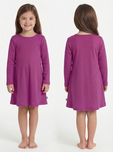 Image of City Threads Girls' 100% Cotton Long Sleeve Dress - Active Kids School, Playing, Parties - Made in USA
