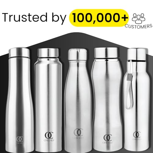 Image of Omichef Ozone Stainless Steel 1000ML Single Walled & Fridge Water Bottle Ideal For Yoga /Gym /Sports /Home /Office And BPA Free & Leak-Proof (Pack of 6)