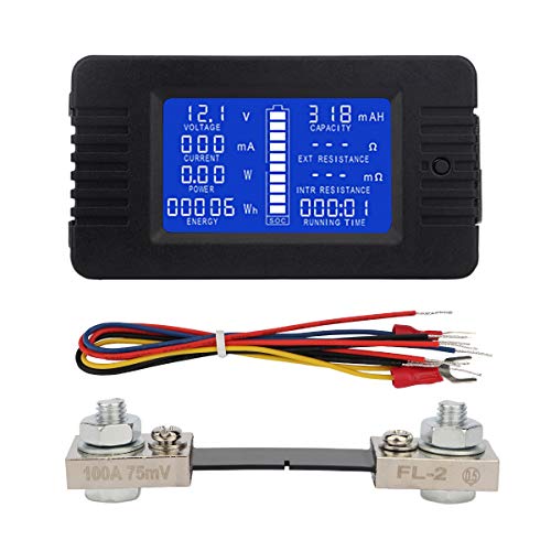 Yeeco Battery Monitor Meter, DC Multifunction Battery Monitor 0-200V 0-100A LCD Display Digital