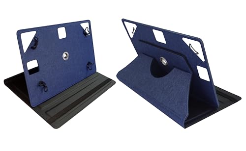 Image of ACM Rotating Nylon Case Cover Viewing Stand Compatible with Brave Ark 12.95 inch Tablet Front & Back Cover Blue