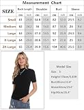 Totatuit Letnie damskie koszulki z krótkim rękawem elegancki golf koszulka z golfem topy na co dzień podstawowy sweter slim fit miękki seksowny, czarne, S