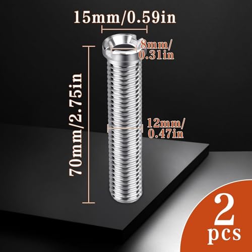 SWTYExt 2 Pcs Kitchen Sink Strainer Screw 70 mm Hollow Screw Sink M12 Kitchen Sink Plug for Valve Drains for Basket Strainer Drain Valve - Image 2