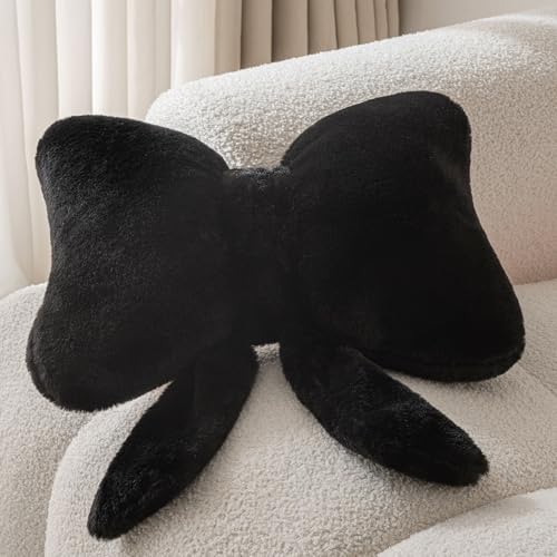 Image of Throw Pillows Bow Pillow Butterfly Shaped Decorative Cute Pillows for Bed Sofa Home Decor,Black 14.5 * 12inch