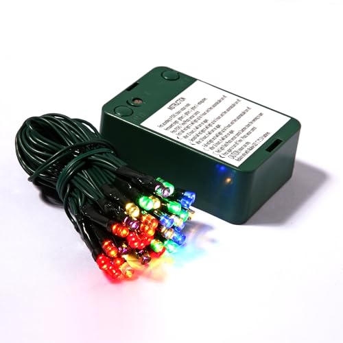 Vickerman 50-Light Battery Operated Wide Angle LED Multicolored Green Wire Timer Sensor, 5-Inch with Spacing