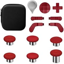 Metal Thumbsticks for Xbox One Elite Series 2 Controller, 13 in 1 Xbox Controller Elite Series 2 Replacement Gaming Accessories with Bag, Metal Mod 6 Swap Joystick, 4 Paddles, 2 D-Pads, 1 Tool, Red