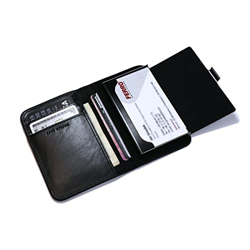 PUNCUBE Note Sleeve Genuine Leather Expandable Bifold Wallet/Credit Card Holder for Men with business card holder (wallet with business card holder)2