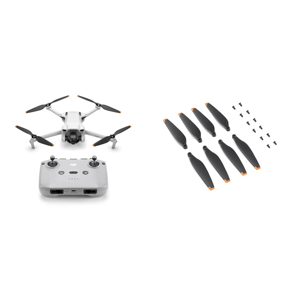 DJI Mini 3 + プロペラ 1組 – 4K HDR動画撮影、38分飛行時間、縦向き撮影、インテリジェント機能多数搭載、折りたたみ式軽量ミニカメラドローン、Amazonで31,212円・41.3%OFF
