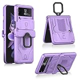 KumWum Z Flip 4 Case, Phone Case for Samsung Galaxy Z Flip 4 Heavy Duty Protective with Slide Camera