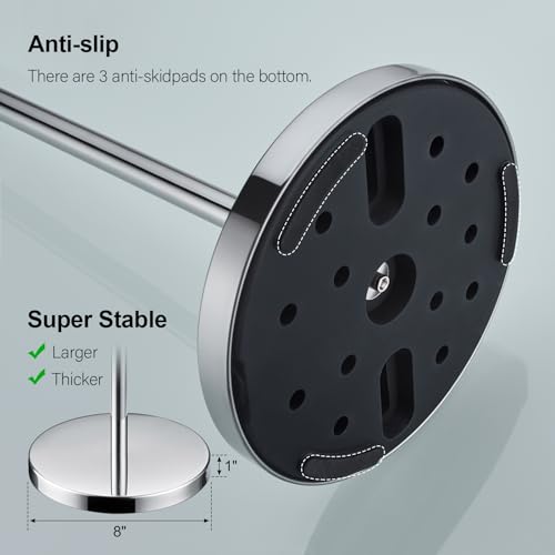 Image of BAGNOLUX Bathroom Toilet Paper Holder Stand with Reserve, SUS304 Stainless Steel Rustproof Pedestal Tissue Roll Holder Heavy Duty, Polished Chrome