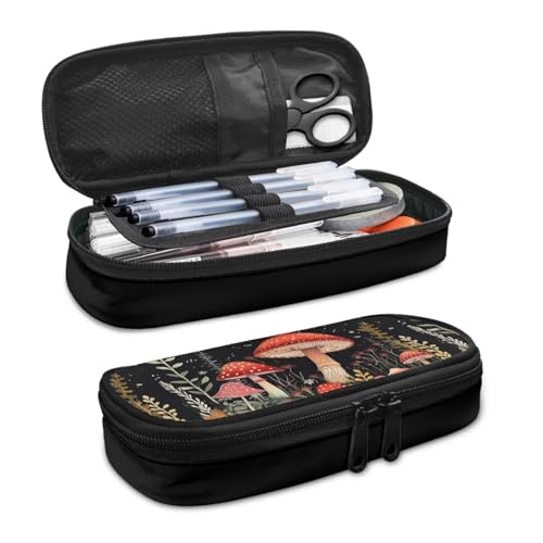 Image of Mushroom Pencil Case for Women Teen Girls Kids Pen Bag Sturdy Pencil Pouch Holder Stationery Organzier Aesthetic School Supplies Office Zipper Pouches