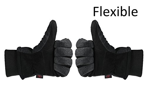 Ozero Work Gloves -30°F Coldproof Winter Ski Snow Glove - Deerskin Leather Palm & Polar Fleece Back With Insulated Lining- Windproof Water-Resistant Warm Hands In Cold Weather For Women Men - Gray(M) #TOP7
