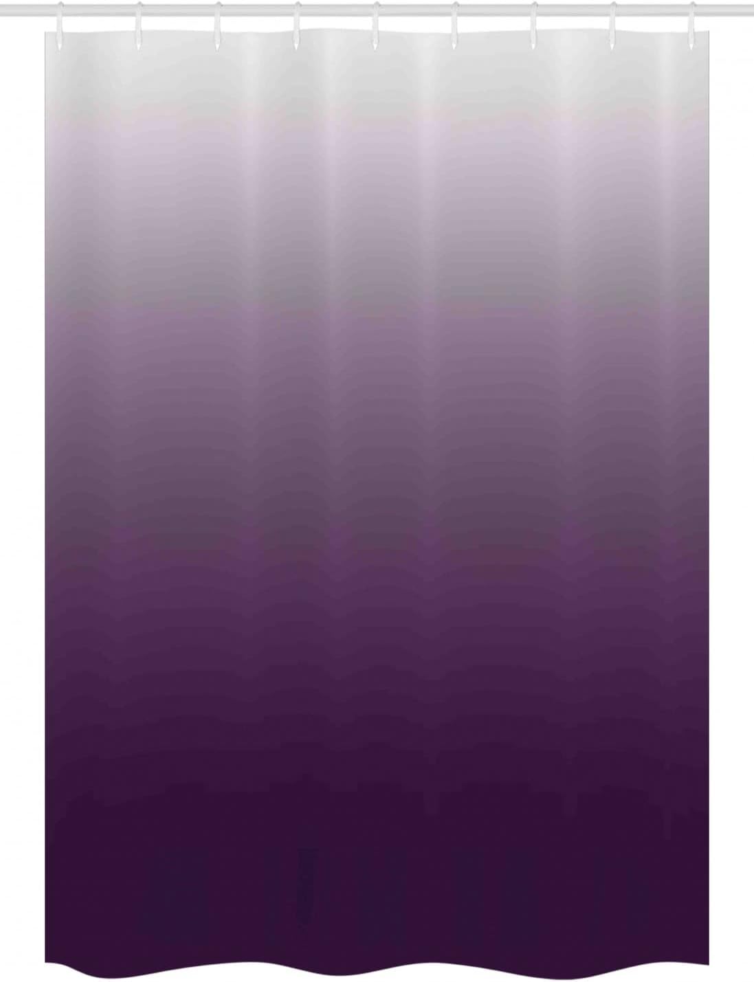 Ambesonne Ombre Stall Shower Curtain, Perfect Gradient Harmony of Vivid Colors Themed Modern Design Art Print, Fabric Bathroom Decor Set with Hooks, 54" W x 78" L, Eggplant White