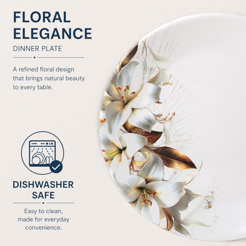 Image of Golden Fish Melamine 24 Pieces Dinner Set - Durable, Stylish, BPA-Free Tableware, Crockery Set for Dining & Gifting | Plates & Bowls (Floral-1)