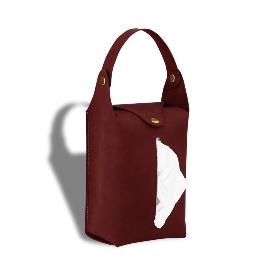 Sac à mouchoirs suspendu en cuir Rosso pour voiture et bureau