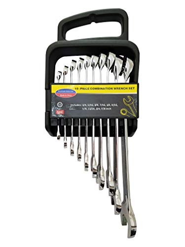 10-Piece SAE Combination Wrench Set, 1/4"-7/8"/Full Polishing/Mirror Finish