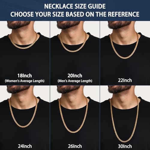 Jewlpire Cuban Link Chain for Men, Silver/Gold Chain for Men Women, 4mm/6mm/10mm Mens Necklace, 18K Gold Plated/316L Stainless Steel Mens Chains Necklaces 18 20 22 24 26 30 Inch4