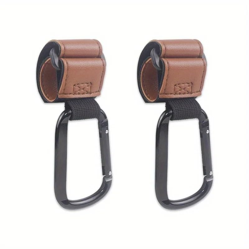 Universal Stroller Hooks Clip - Heavy Duty Hanging Accessory Compatible with Diaper Bags, Compatible with Prams/Shopping Carts/Car Seats(Chocolate)
