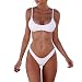 Womens Bikini Set Swimwear Brazilian Padded Top Swimsuit Solid Color Triangle Bottom White Medium