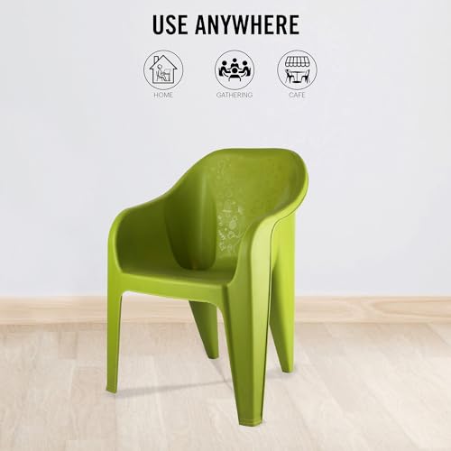 Image of CELLO Plastic Sofa Chair | Kursi | Matt and Gloss Pattern | Chairs for Home, Dining Room, Bedroom, Kitchen, Living Room, Office and Outdoor & Garden | Strong and Sturdy Structure | Green