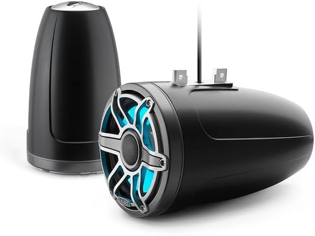 JL Audio M6 Series 8.8" Enclosed Tower Coaxial System w/Titanium Sport Grille Transflective LED Lighting - M6-880ETXv3-Sb-S-GmTi-i [010-03281-00]