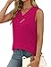Sampeel Summer Tank Top for Women 2026 V Neck Sleeveless Button Down Loose Fit Casual T Shirts M Hot Pink