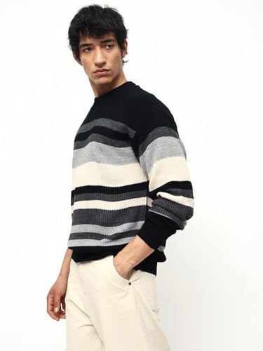 Image of High Star Men Acrylic Knitted Regular fit Round Neck Full Sleeves Sweaters 30