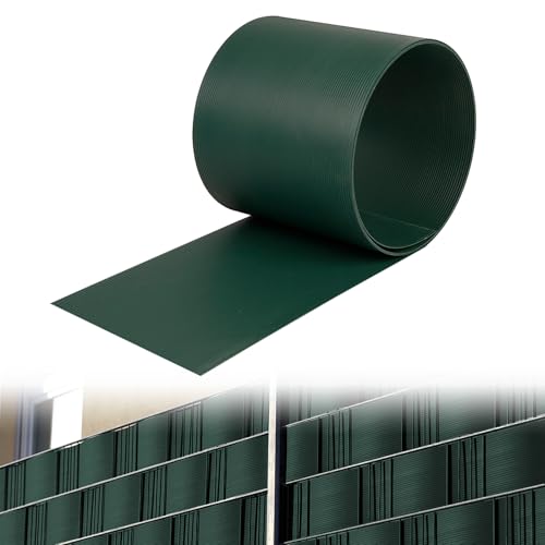 Froadp Lot de 10 bandes brise-vue en PVC rigide opaques pour clôture à double fil - 250 x 19 cm - En plastique - Protection contre le vent et les regards indiscrets - Pour balcon, jardin - Vert