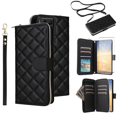 Asuwish Funda tipo cartera para Samsung Galaxy S21 Ultra 5G con protector de pantalla de vidrio templado, correa para tarjetero, piel sintética, cierre de celda, S21ultra 21S S 21 21ultra G5 para