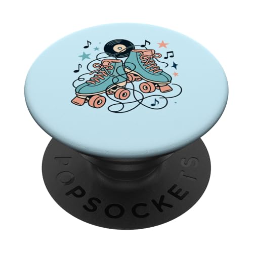 Retro 50er Jahre Rollschuhe und Vinyl Musik PopSockets Klebender PopGrip Retro 50er Jahre Rollschuhe und Vinyl Musik PopSockets Klebender PopGrip