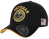 US Army Official License Structured Front Side Back and Visor Embroidered Hat Cap - Veteran Emblem Black