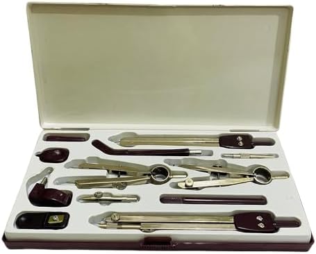 Engineering Drawing Geometry Instrument Box - 12 Parts, Brown, Standard ...