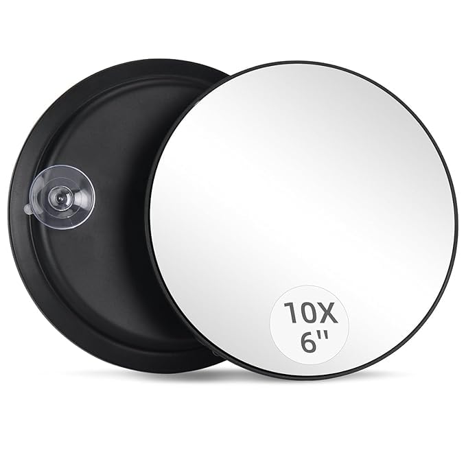 DOZERA 10X Magnifying Mirror with 2 Suction Cups 6'' Stick on Makeup Mirror with 10X Magnification, Portable Handheld Cosmetic Mirror for Travel, Makeup, Bathroom-image-9