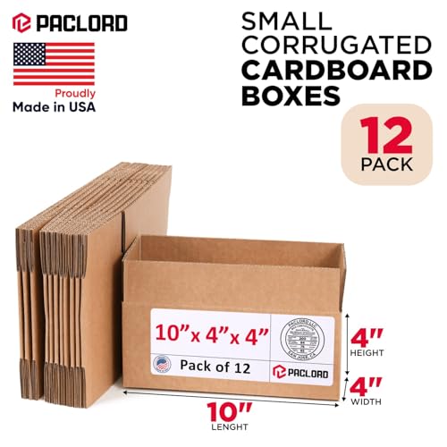 Image of Small Cardboard Boxes 10 inchL x 4 inchW x 4 inchH (Pack of 12) - USA-Made Packing Boxes for Moving, Shipping, or Storage - USPS, UPS, FedEx Approved - Professional Packing Supplies for Moving | USA-Made Packing Boxes for Moving, Shipping, or Storage - USPS, UPS, FedEx Approved - Professional Packing Supplies