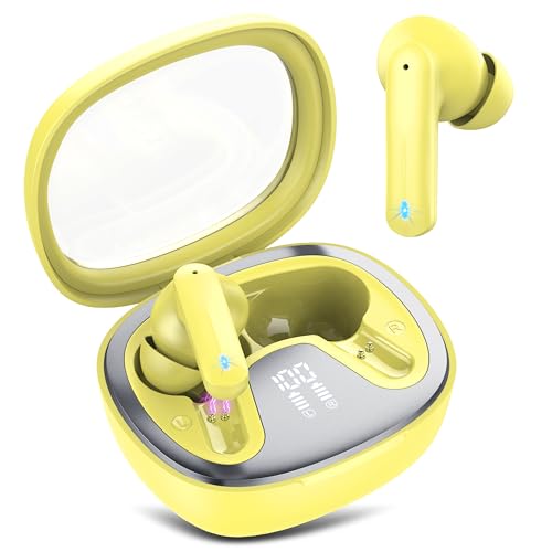 Wireless Earbuds Bluetooth 5.4 in Ear Earbuds HiFi Stereo Headphones,Yellow