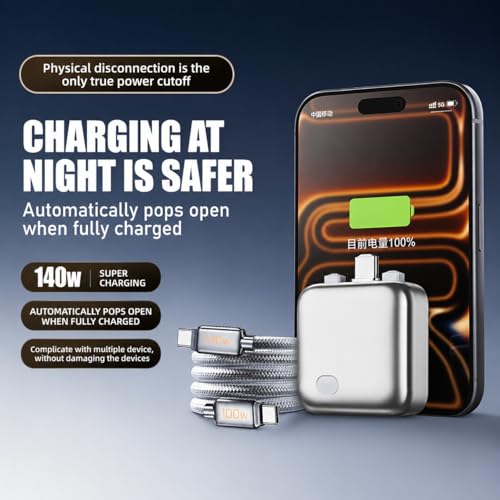 Image of CERLINK Smart Charger Adapter Auto Power Disconnector | Automatically Pops Out After Full Charge | No Touch Mobile Screen in 5 Minutes | Type-C Cable | Compatible with Android, Tablet, Apple & Switch