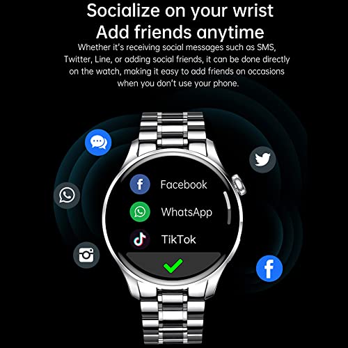 FILIEKEU Smart Watch Support Voice Calls, 1.28 '' HD Touch Screen with Heart Rate/Sleep Monitoring Fitness Tracker Pedometer IP67 Waterproof for Android/iOS Men's Steel Band Smart Watch(Silver)