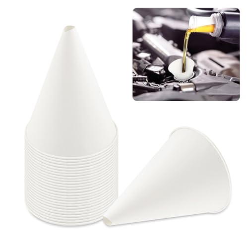 25PCS Disposable Funnels for Automotive Use,6 oz Paper Engine Oil Funnel for Oil Change and Fill of Coolant Motor Oil Gasoline Water,Universal Coolant Funnel Car Accessories