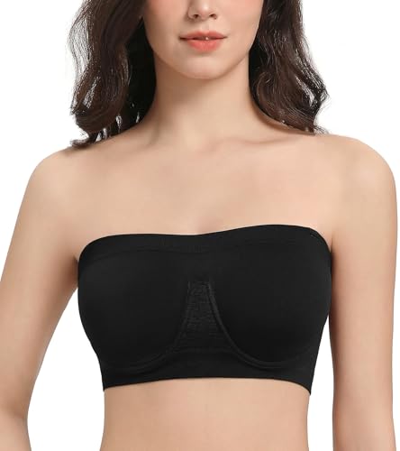 Image of Lemorosy Women's Invisible Seamless Non-Padded Underwire Bandeau Multiway T-Shirt Bra